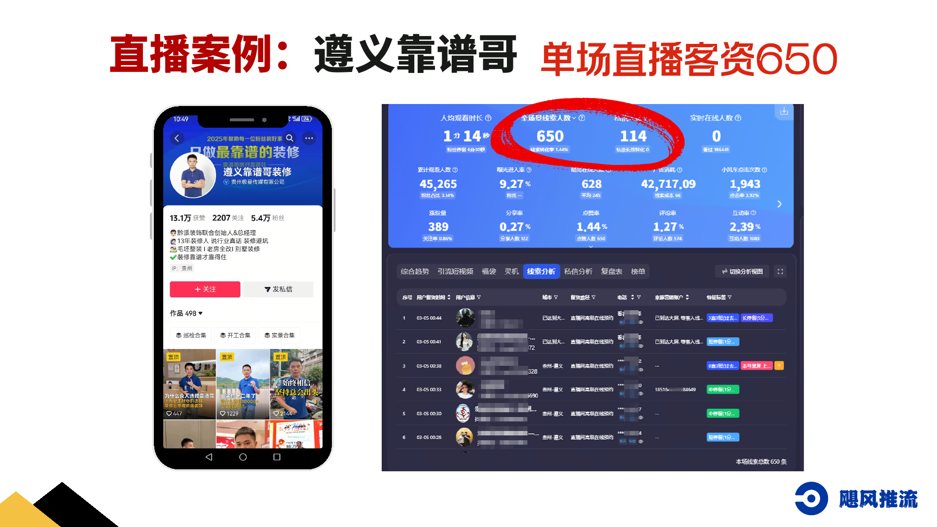 遵义靠谱哥单场直播客资650案例截图